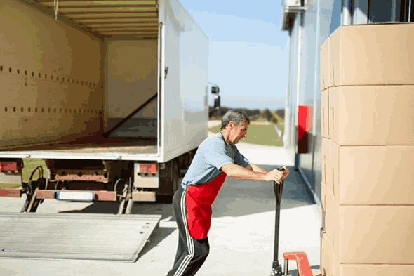 Freight transportation at a distribution loading area
